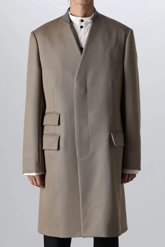 No Collar Chester Coat  Wool Cavalry