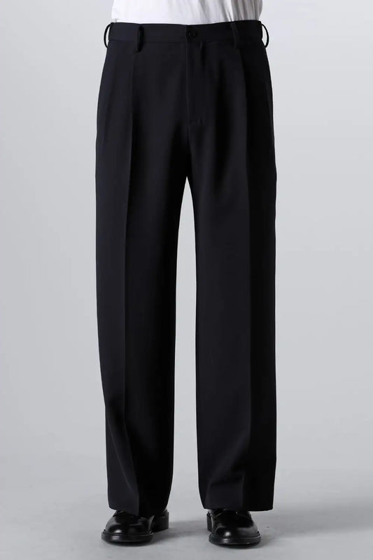 Two Tucks Wide Trousers Dark Navy