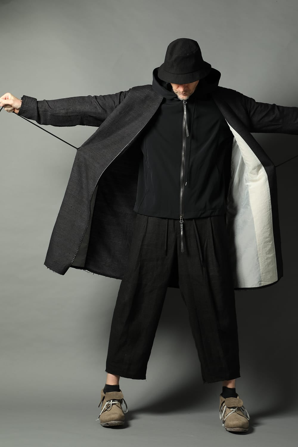 Hooded jacket merino wool jersey bonding