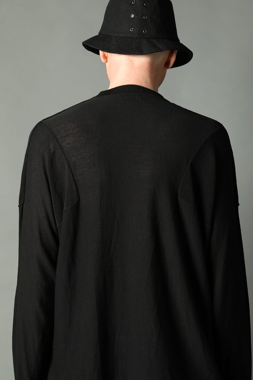 ルーズフィット ニットロングスリーブ シルク/コットン  ブラック