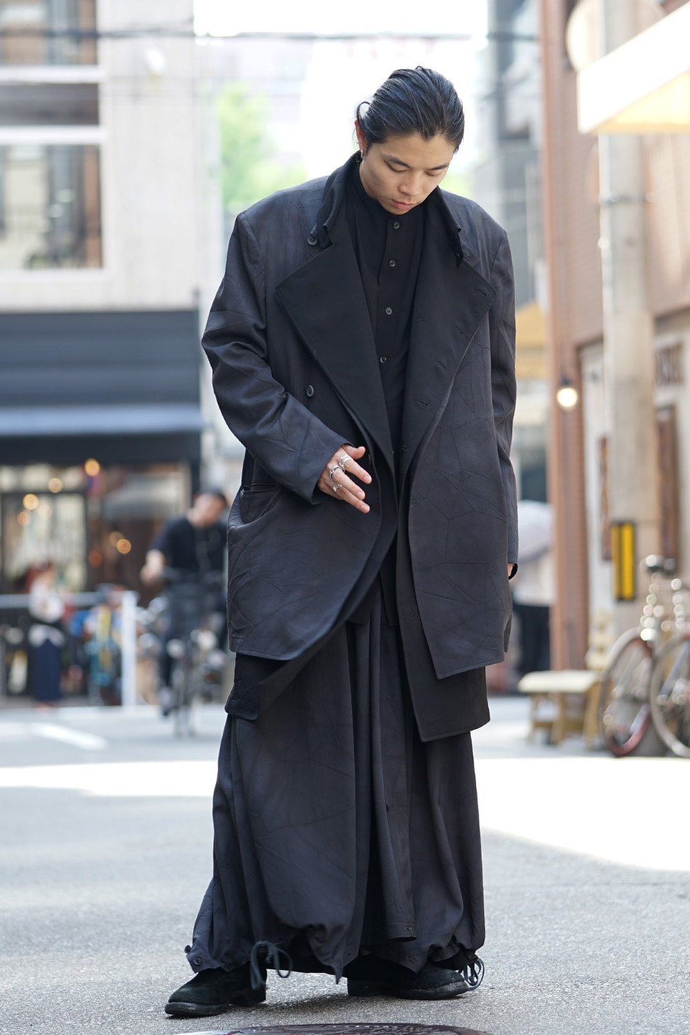 Sarouel Skirt Uneven Dyeing Wrinkled Gabardine 