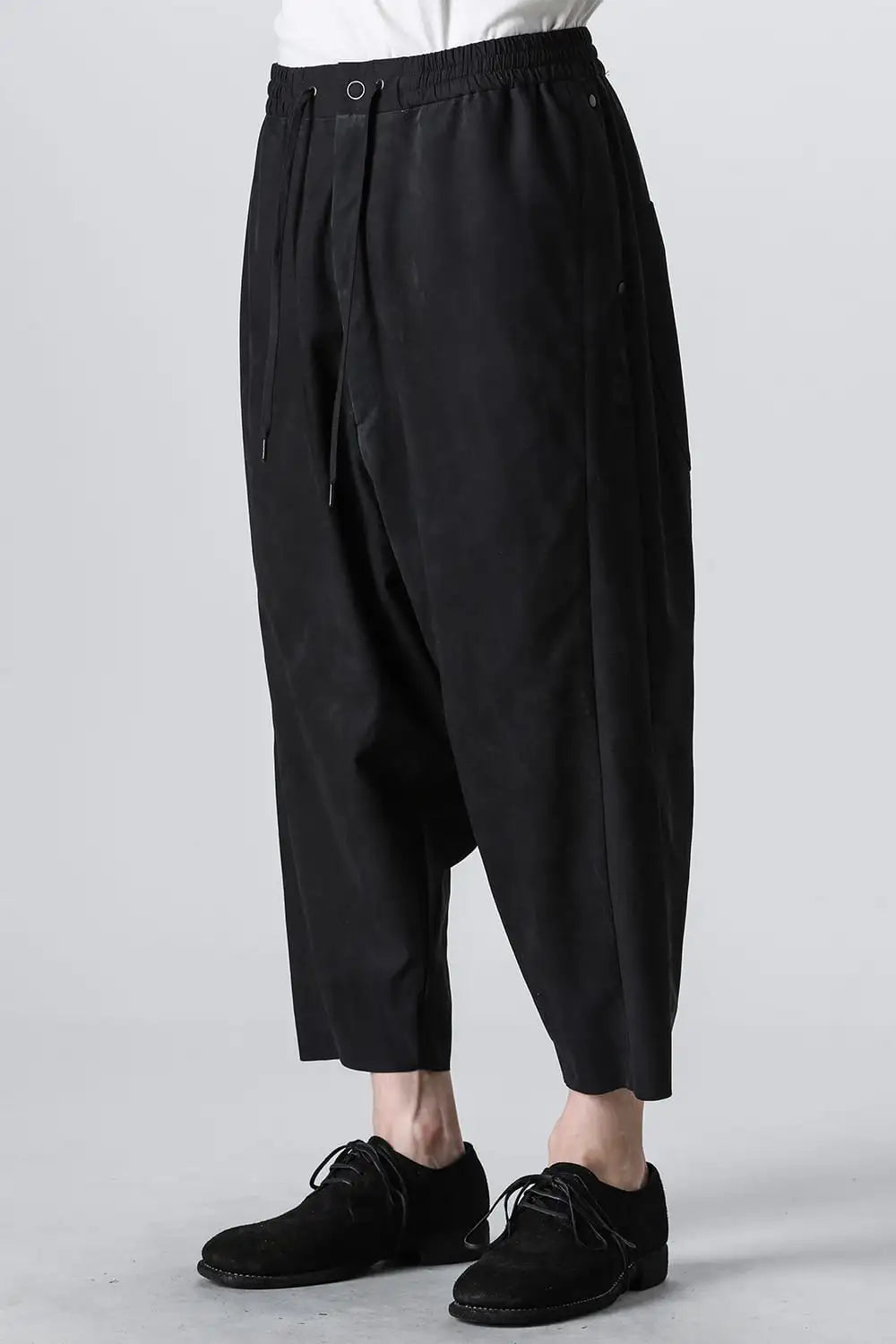 Relaxed pants soft nubuck cow leather Black