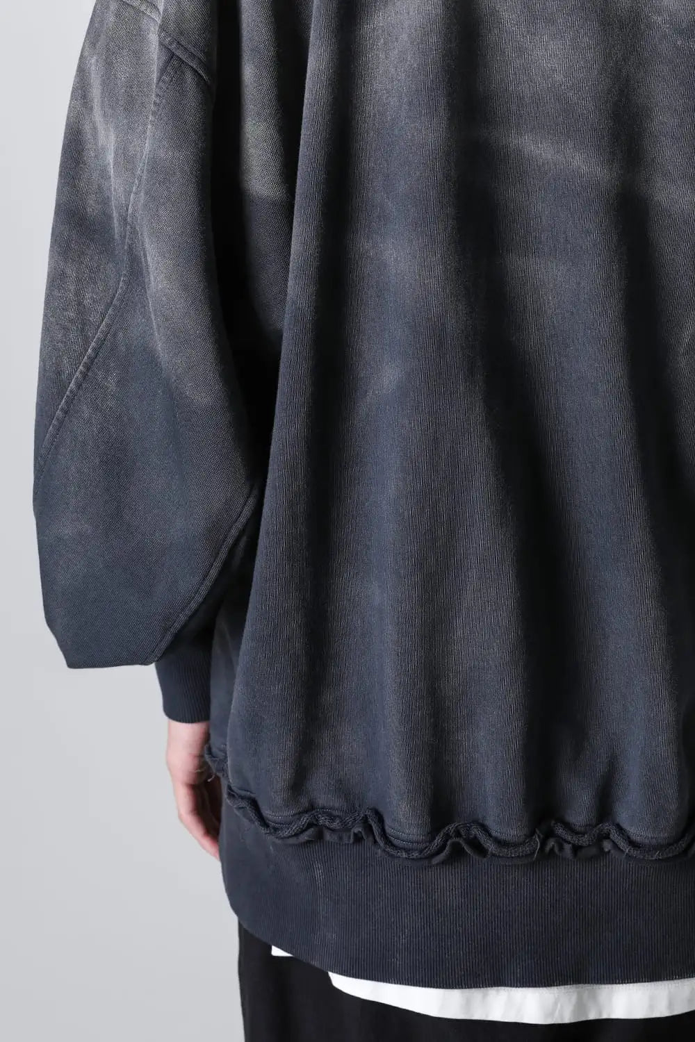 Faded Garment Wash Sweat Hoodie Black