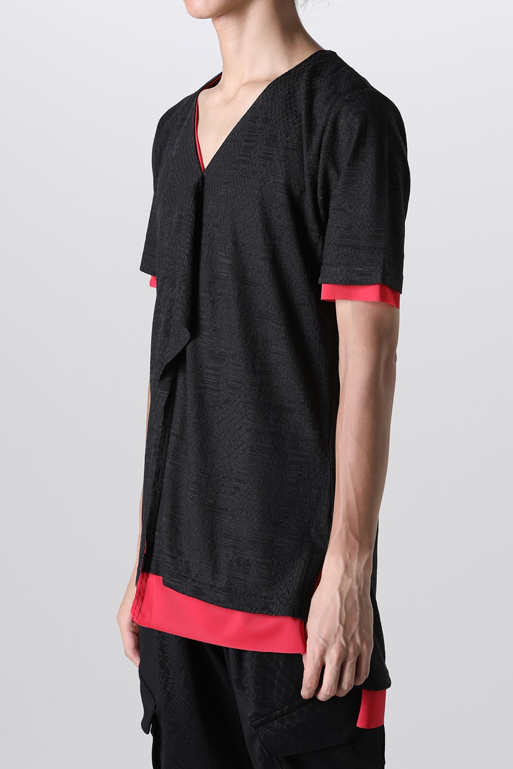 Layered Petit Frill T-Shirt Black&Red