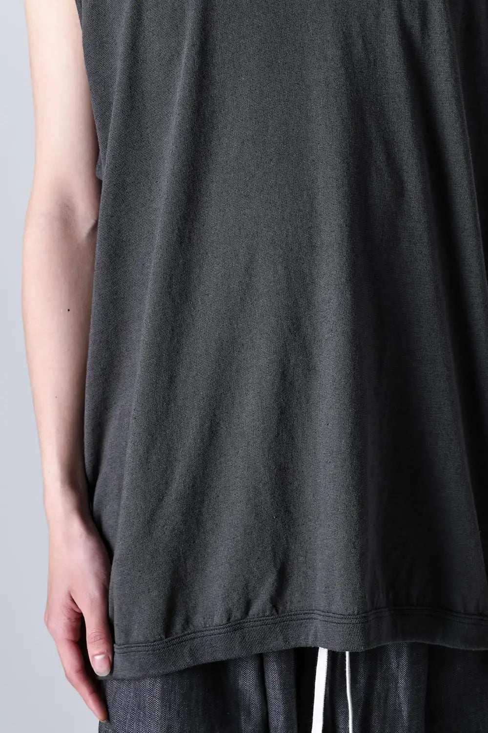 SLEEVELESS TEE Cotton Hemp Jersey BLACK