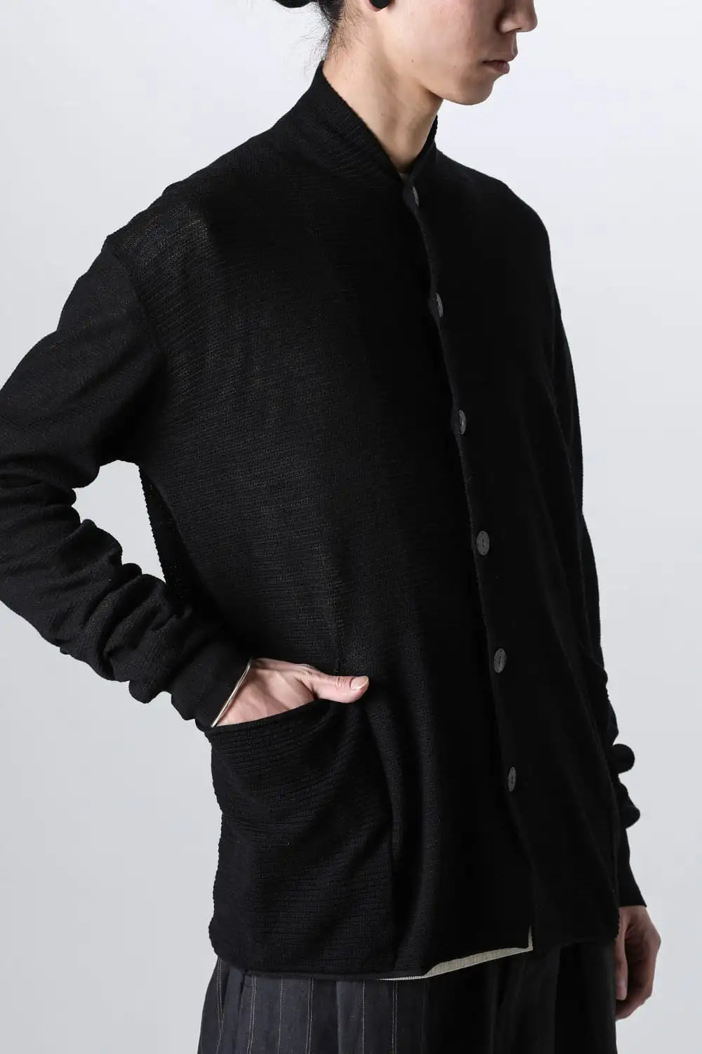 Knit cardigan cotton / linen / silk Black