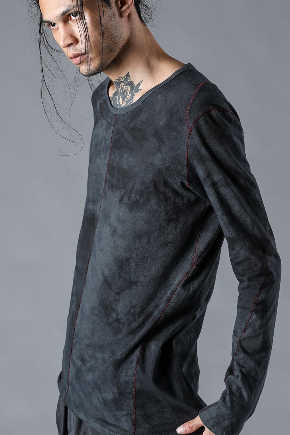 Uneven Dyed 30/- Soft Cotton Jersey Long Sleeve T-Shirt