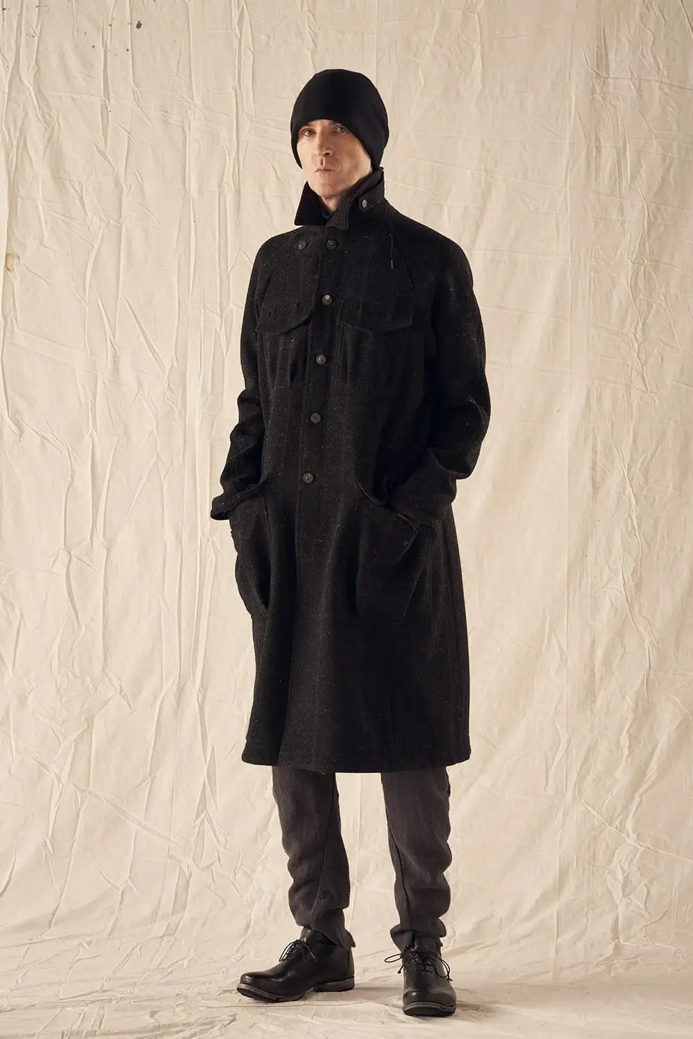 ハイネック コート シェットランド ウール