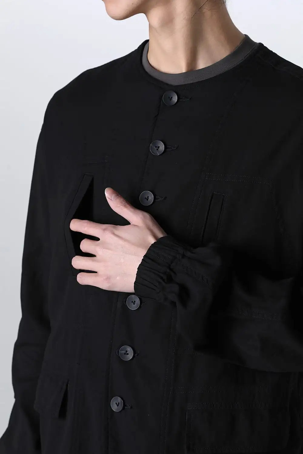 Cotton Collarless Jacket