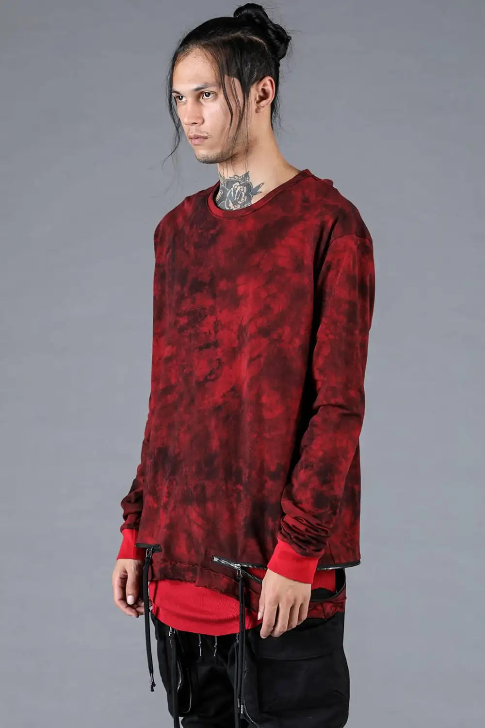 30/- Soft Cotton Jersey Zip Open Long Sleeve T-Shirt Red