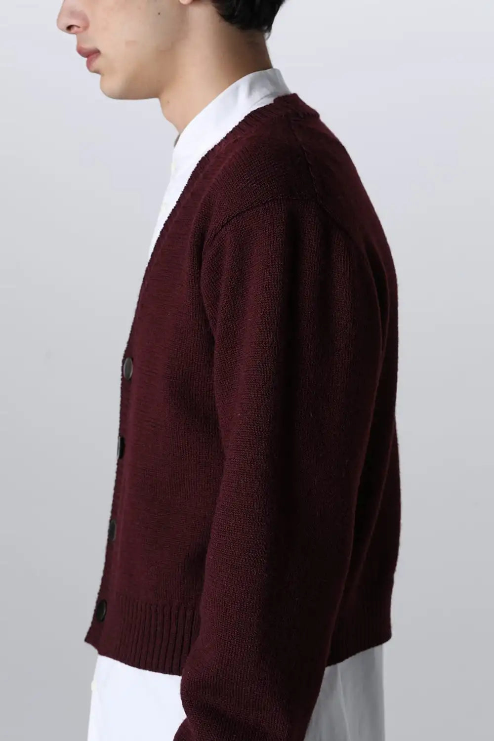shetland wool cropped cardigan Bordeaux