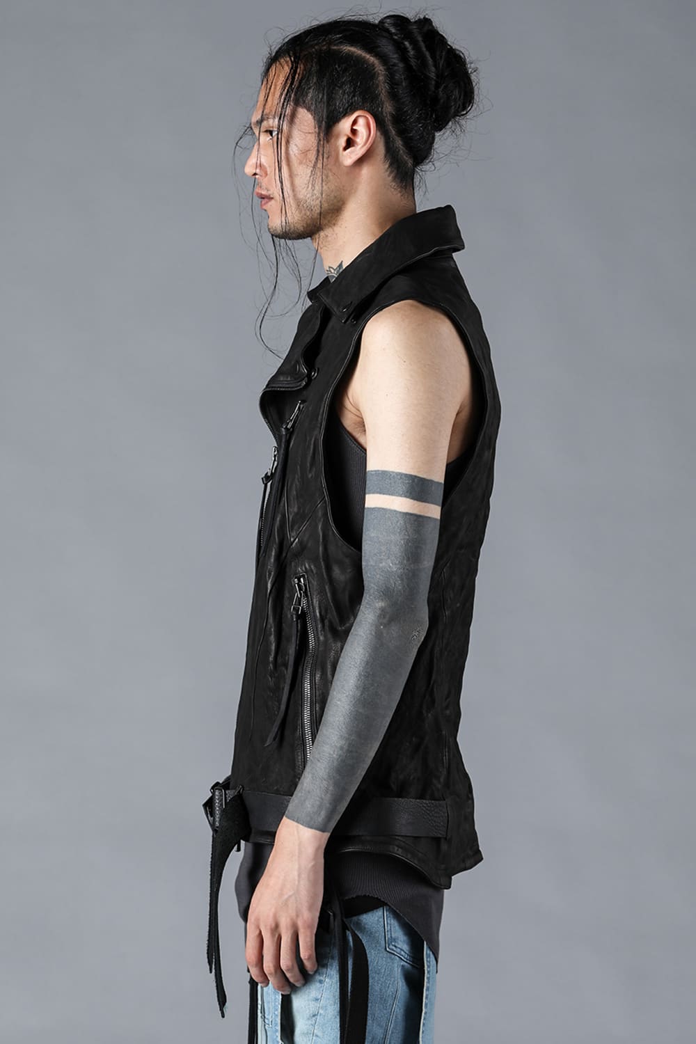 ジャパンカーフレザーライダースベスト