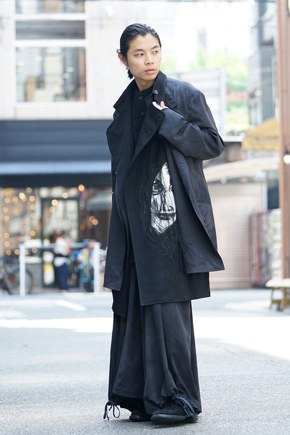 Sarouel Skirt Uneven Dyeing Wrinkled Gabardine 