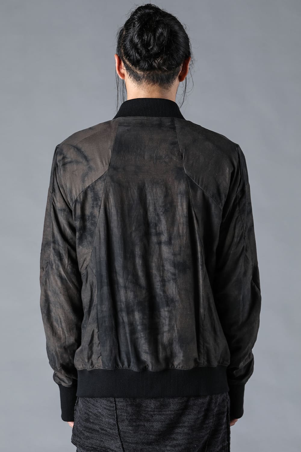 Uneven Dyed Linen x Rayon Bomber Jacket