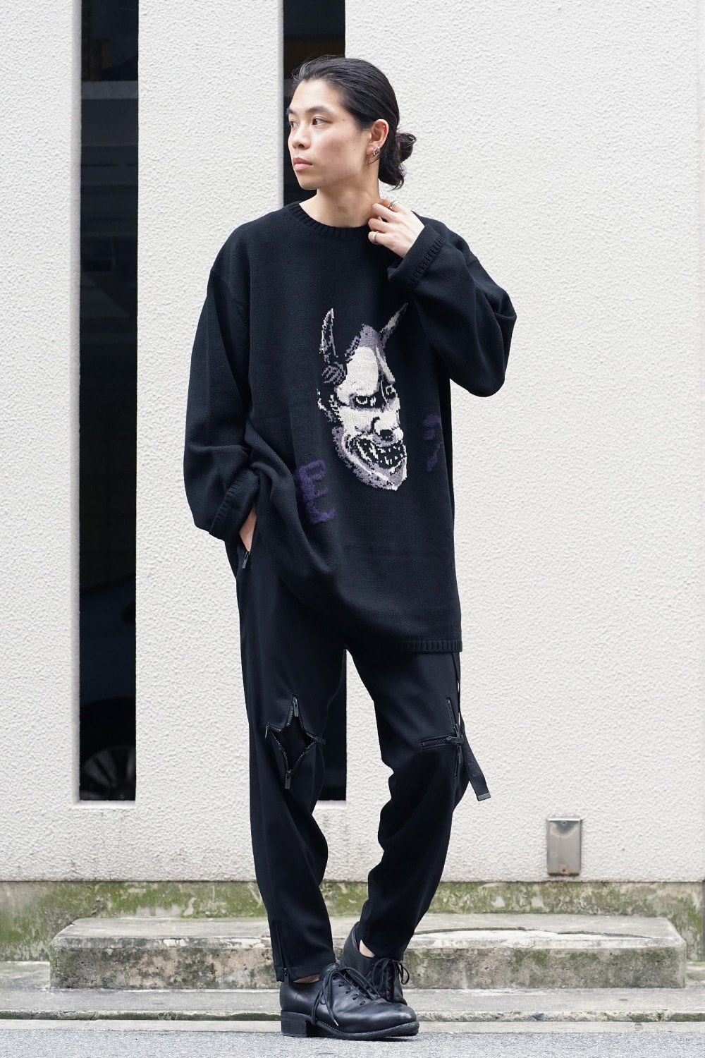 Hannya Tengu Pullover Intersia Knit
