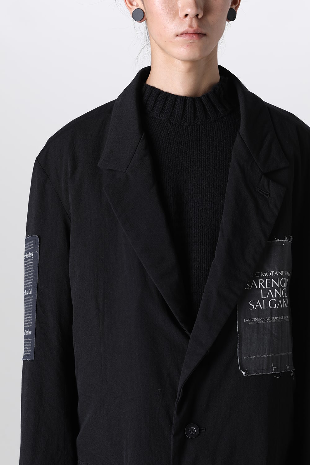 Oversized Long Jacket w/Printed Patches