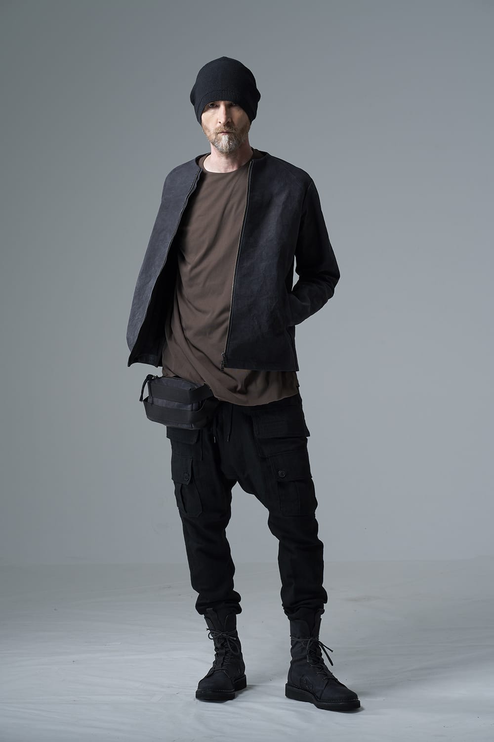 Long sleeve loose fit tight twist yarn jersey  Dark Beige