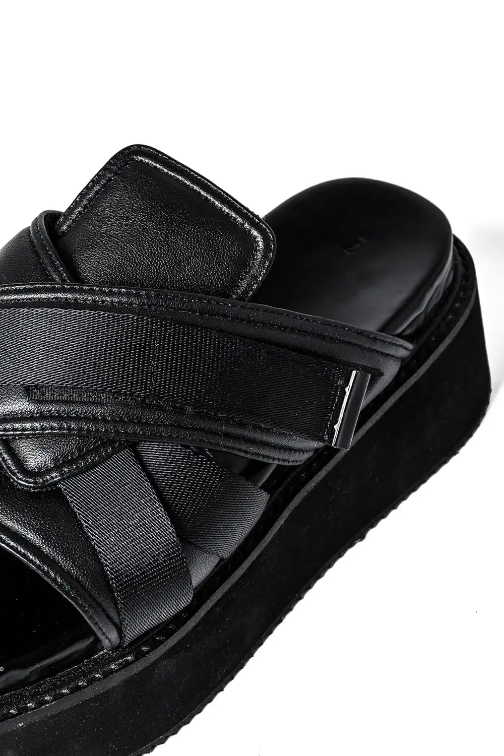 Coated Goat Suede Velcro Sandal