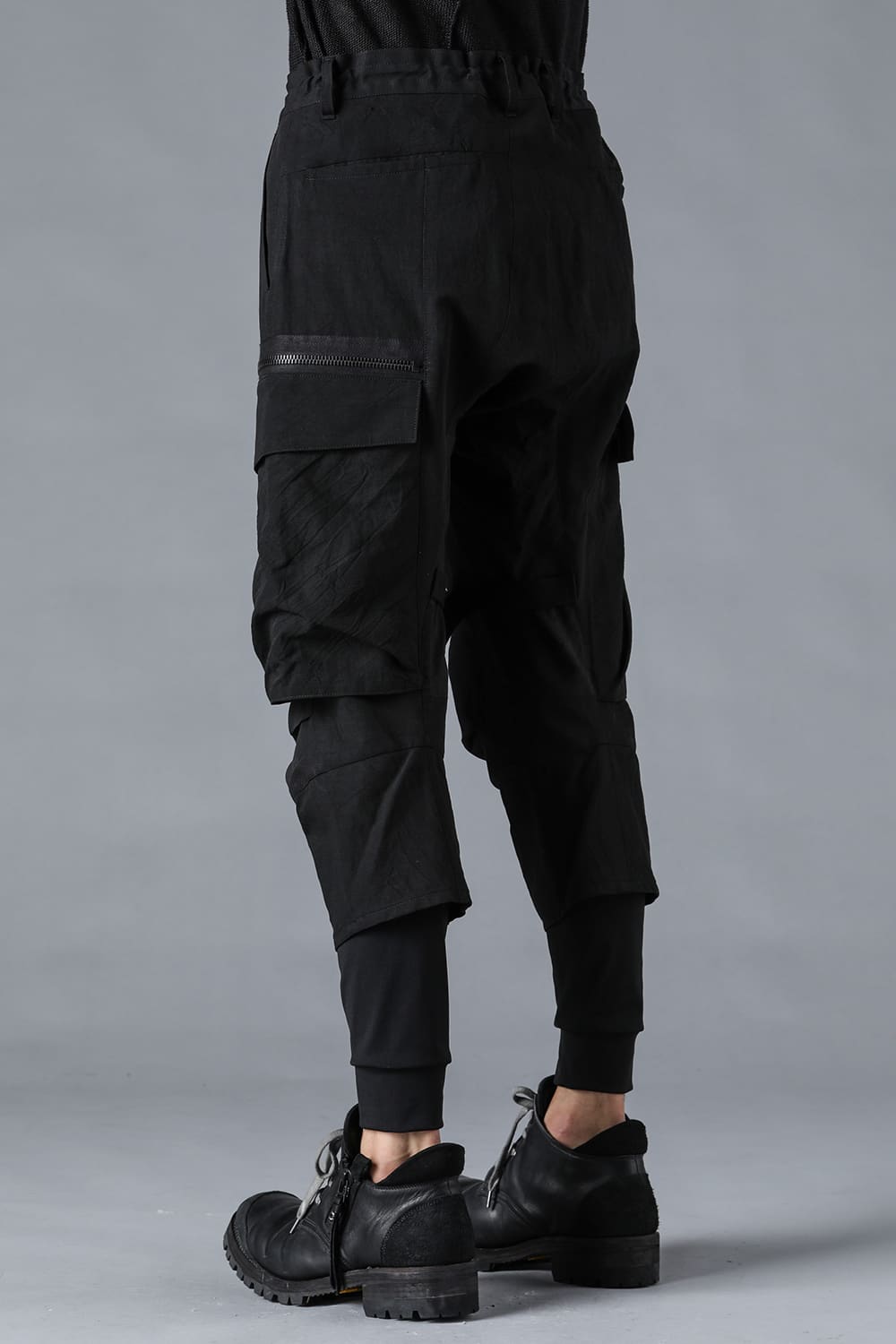 塩縮ワッシャードビーボーダーレイヤードカーゴパンツ