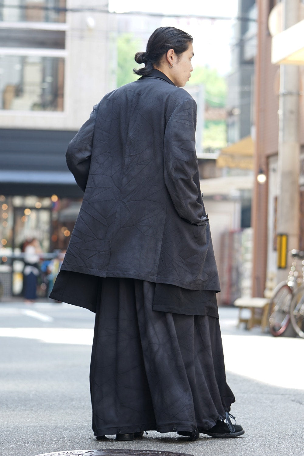 Sarouel Skirt Uneven Dyeing Wrinkled Gabardine 