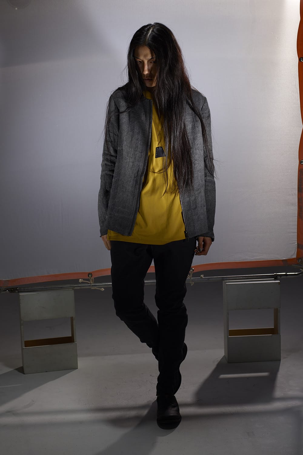 DEVOA Uneven Yarn Selvedge Denim Slim pants - Black