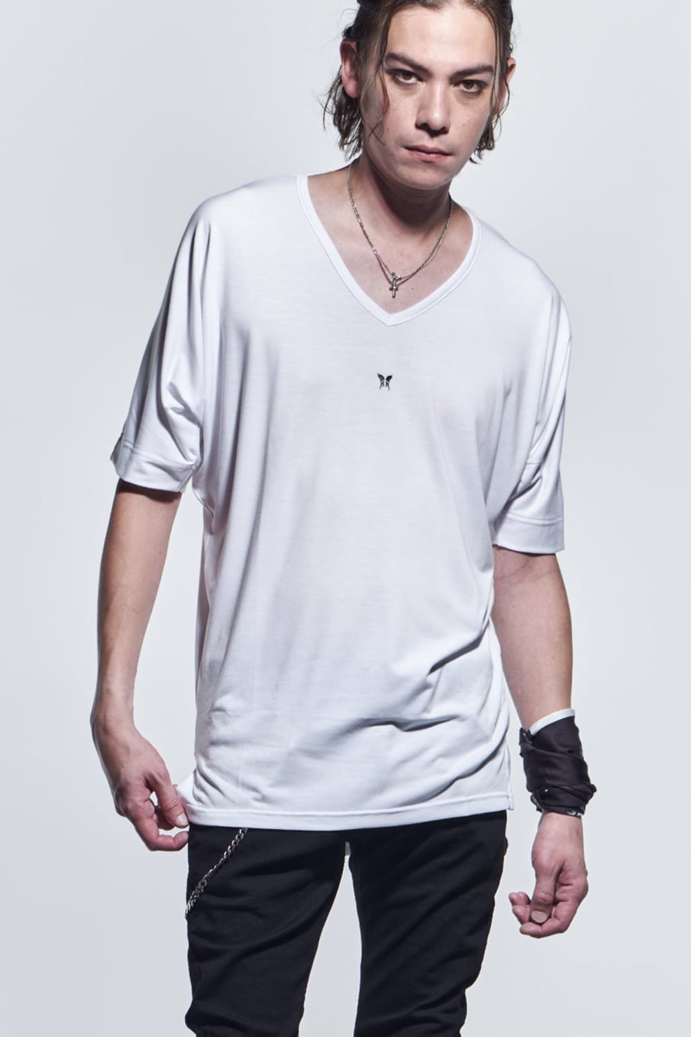 ドルマン Vネック Tシャツ ホワイト