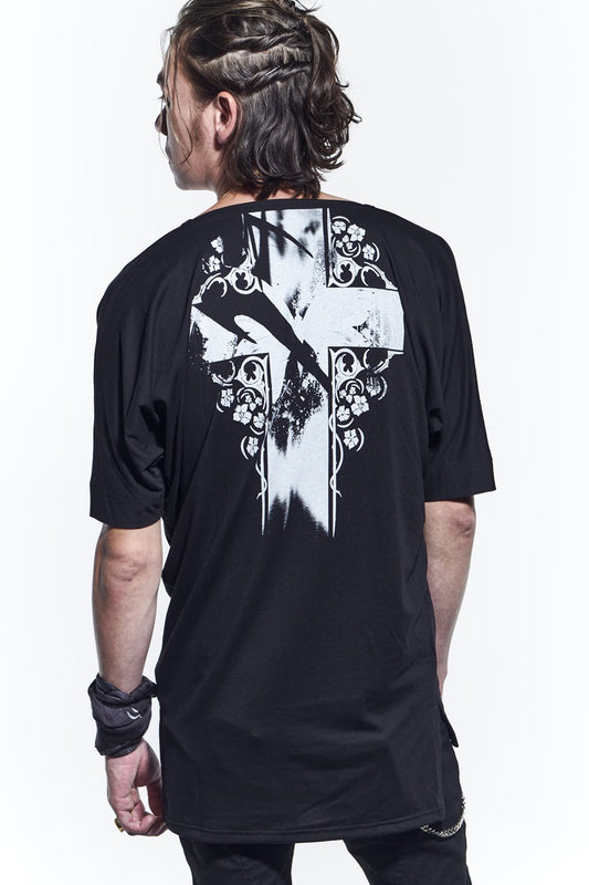 ドルマン Vネック Tシャツ ブラック