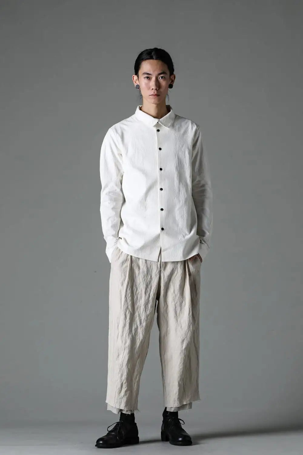 High neck shirt cotton / hemp