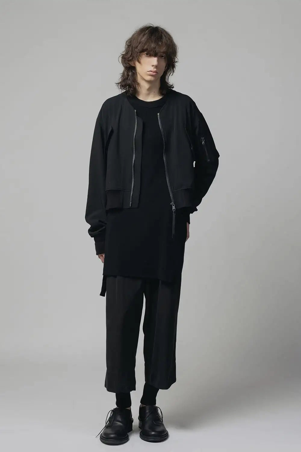 Dry Cotton Wide-Cropped Pants  Black