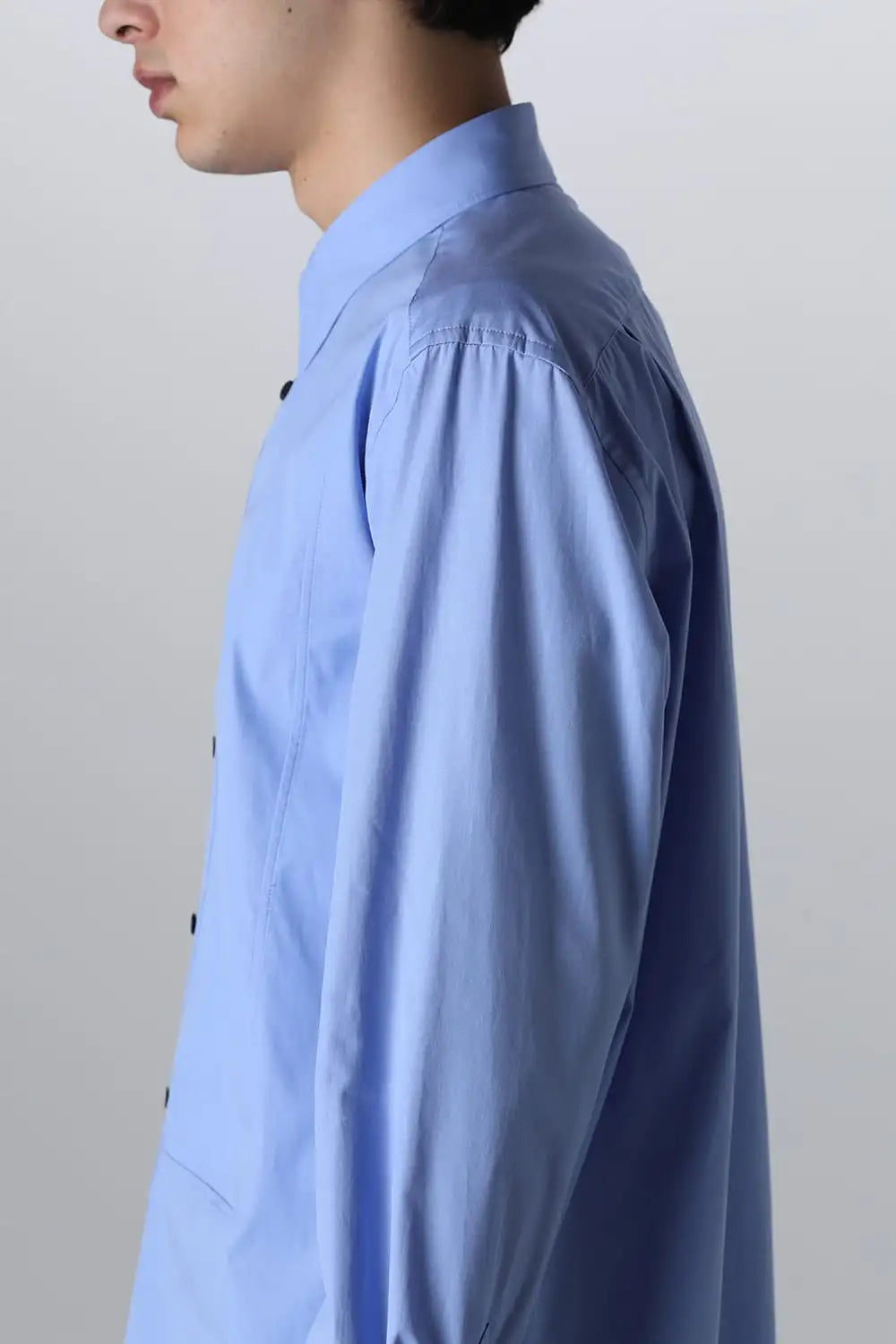 フロントパネルシャツウィズレザータブ Sax