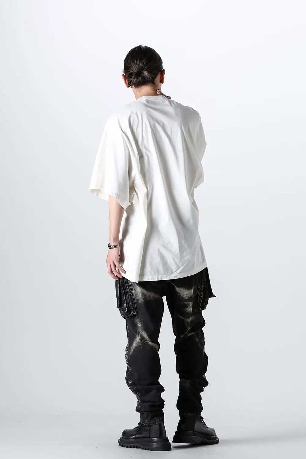 10oz Bleached Denim Wash Cargo Pants Black