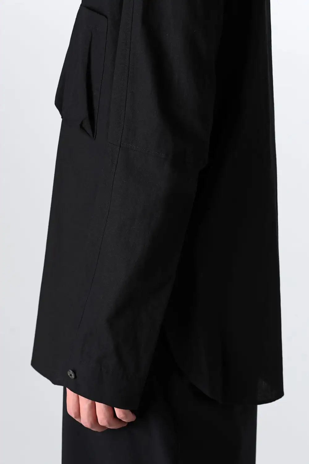 Cotton/Linen V Shirt  Black