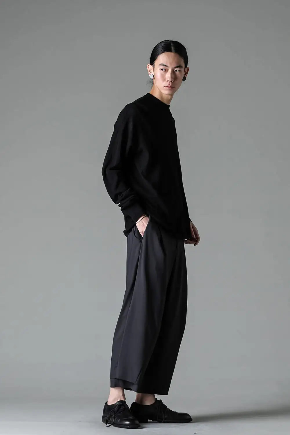 プルオーバーニット コットンリネンシルク Black