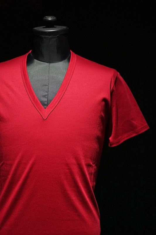 GalaabenD 16SS BASIC Bio Silket V-Neck Cut Sew (RED)