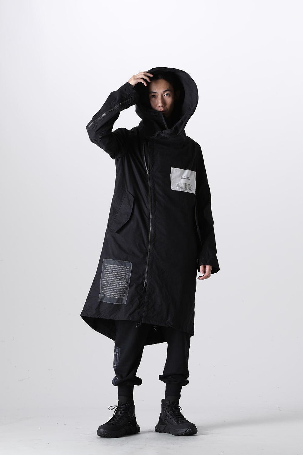 Multi Zip Military Hoodie Coat w/Printed Patches