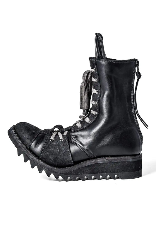 Horse Leather Shark Sole Lace-Up Boots
