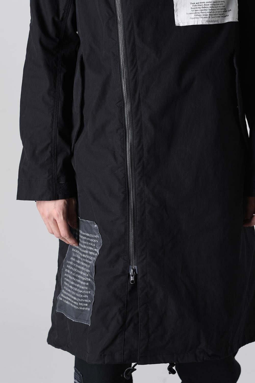 Multi Zip Military Hoodie Coat w/Printed Patches