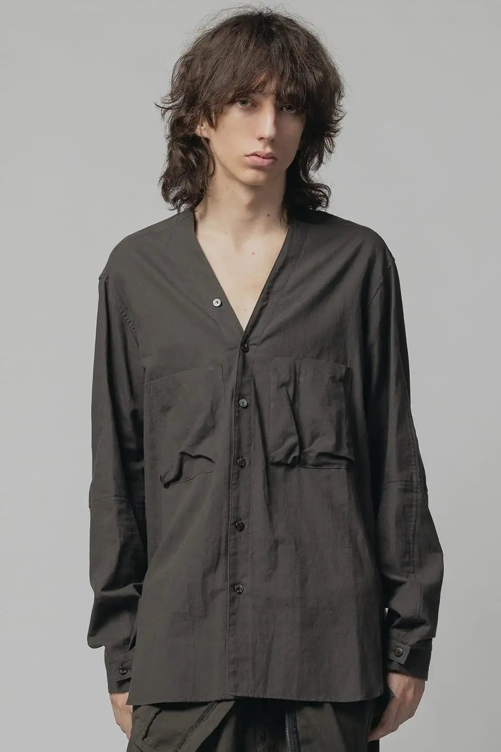 Cotton/Linen V Shirt  Olive Drab