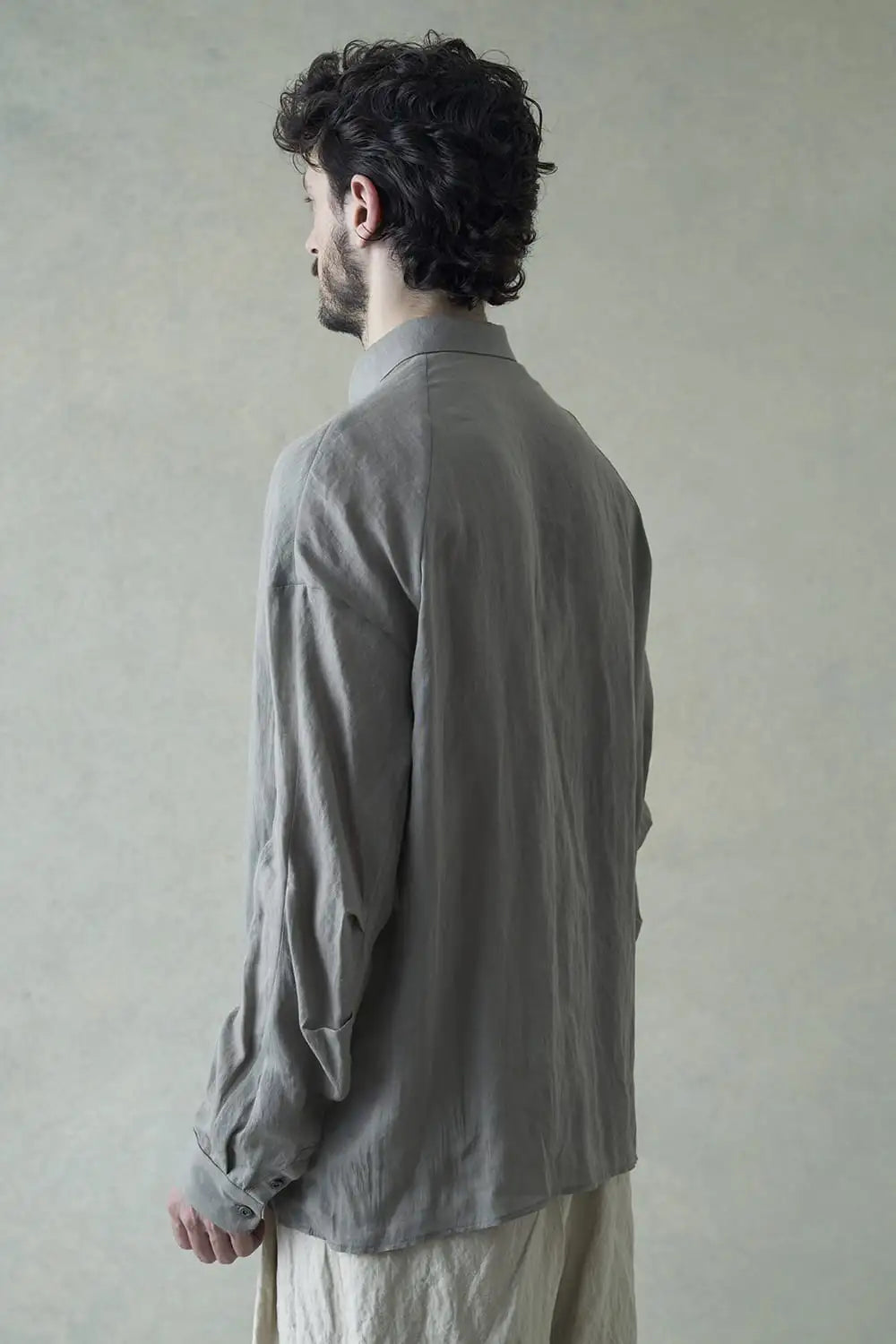 Shirt loose fit ramie Light Gray