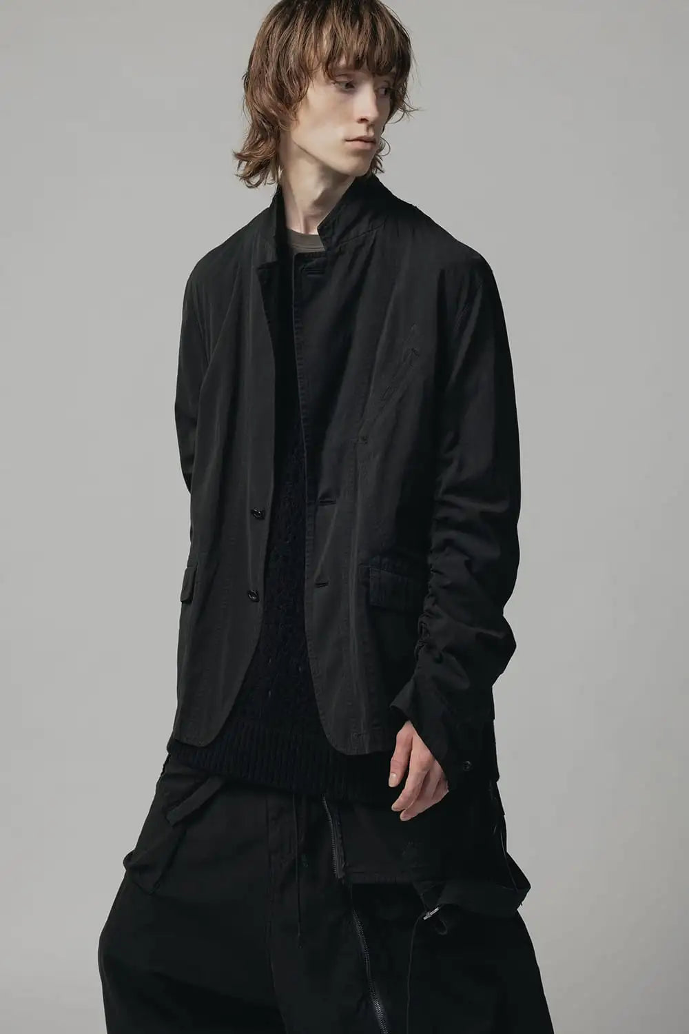 強撚ドライコットン ジャケット  ブラック