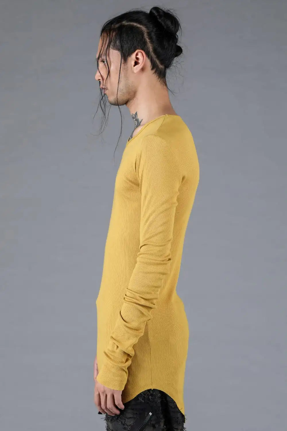 Modal x Cotton Rib Long Sleeve T-Shirt Mustard