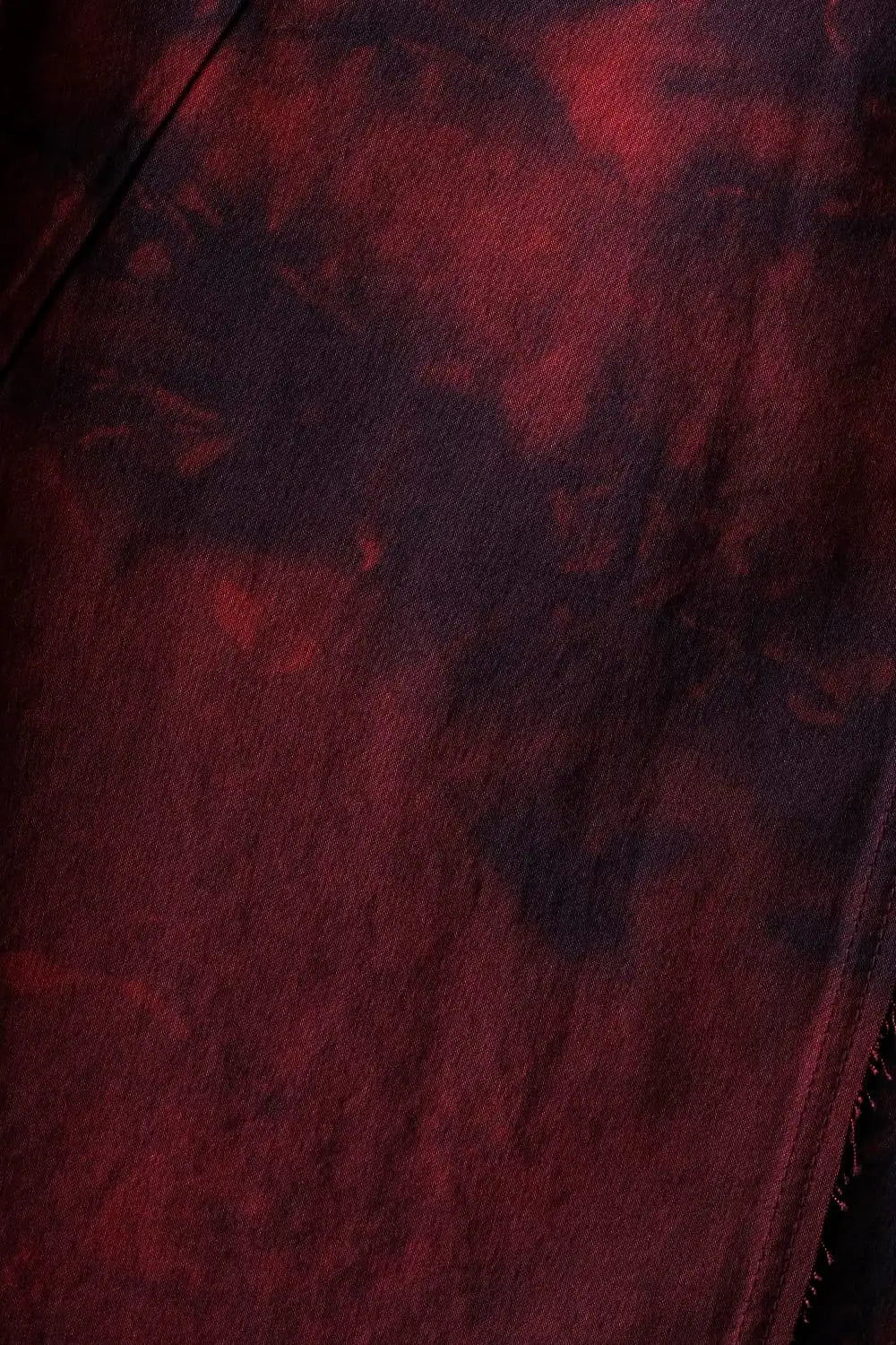 Rayon Twill Cut-Off Band Collar Shirt Red