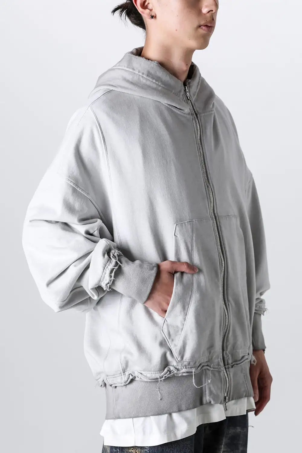 Cotton Sweat Zip Up Hoodie Plaster