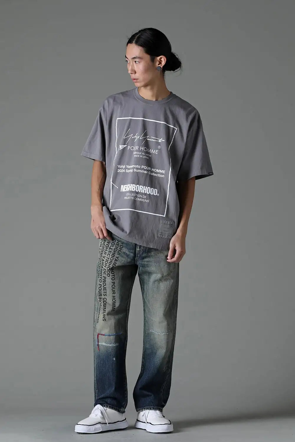 NEIGHBORHOOD x Yohji Yamamoto Print Short Sleeve T-Shirt Gray