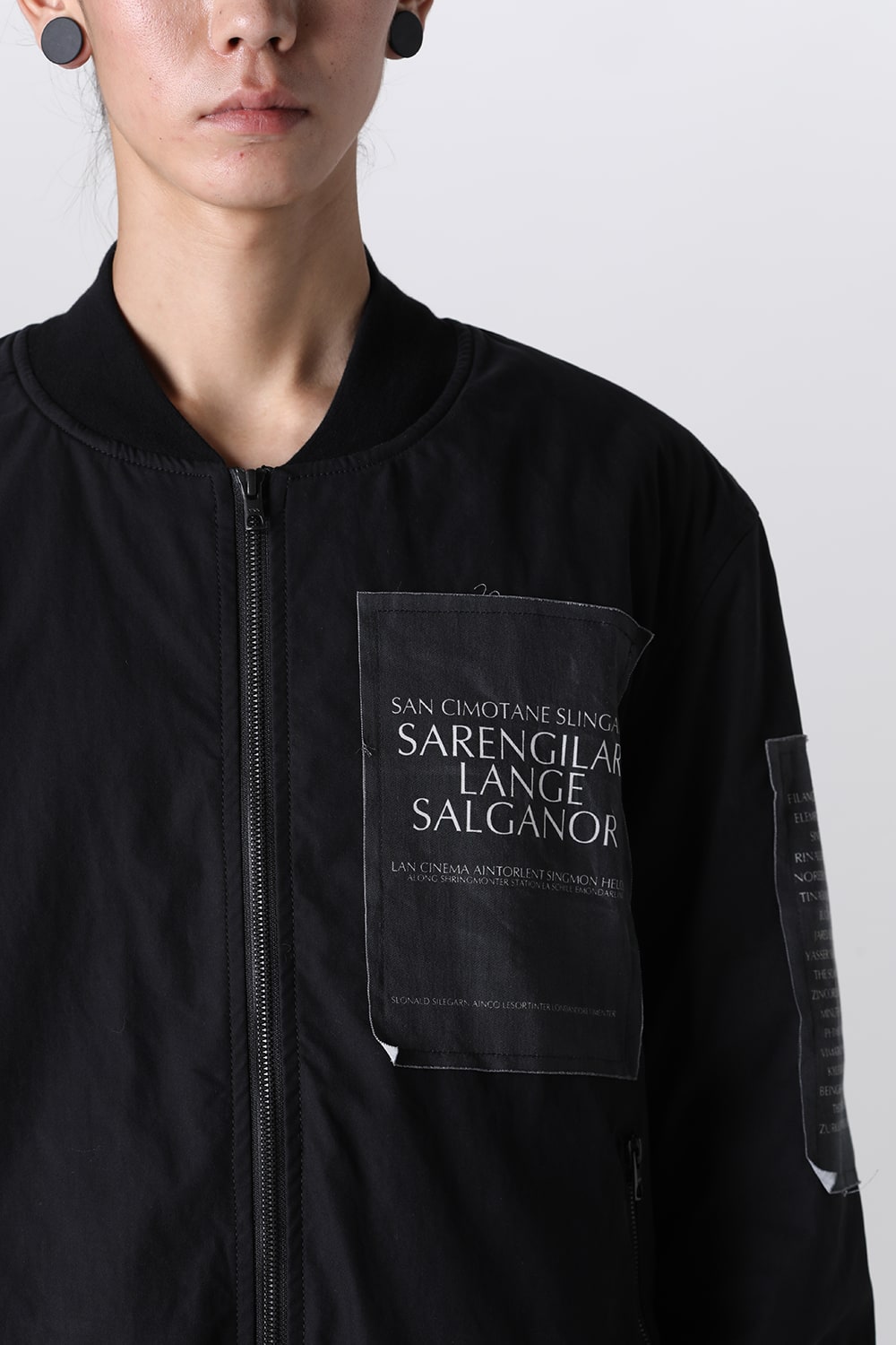 Oversized Bomber Jacket w/Printed Patches