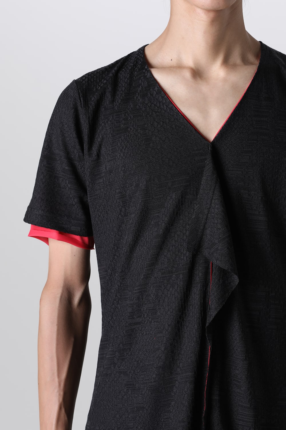 Layered Petit Frill T-Shirt Black&Red