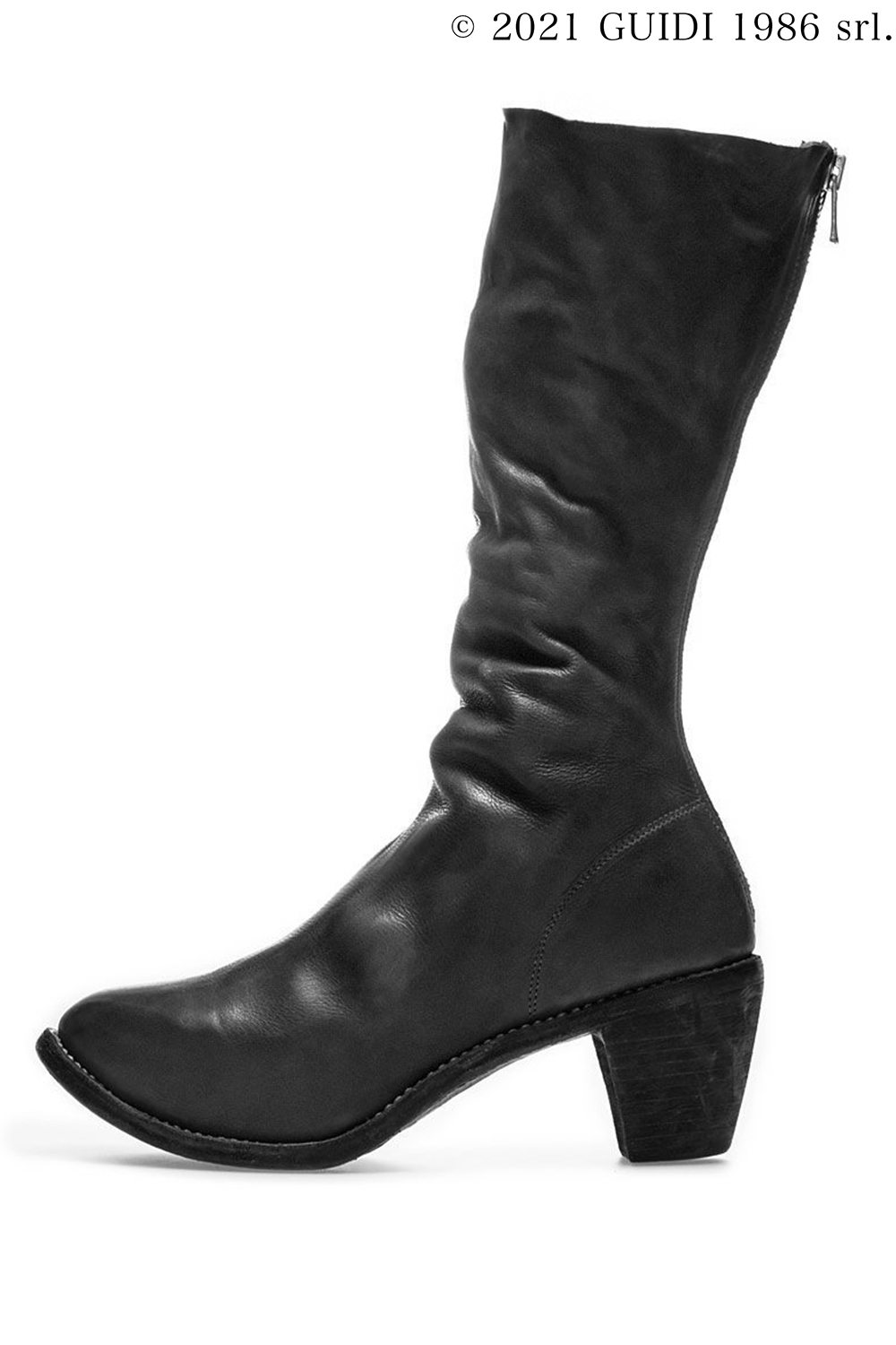 5009 - High Heel Back Zip Middle Boots