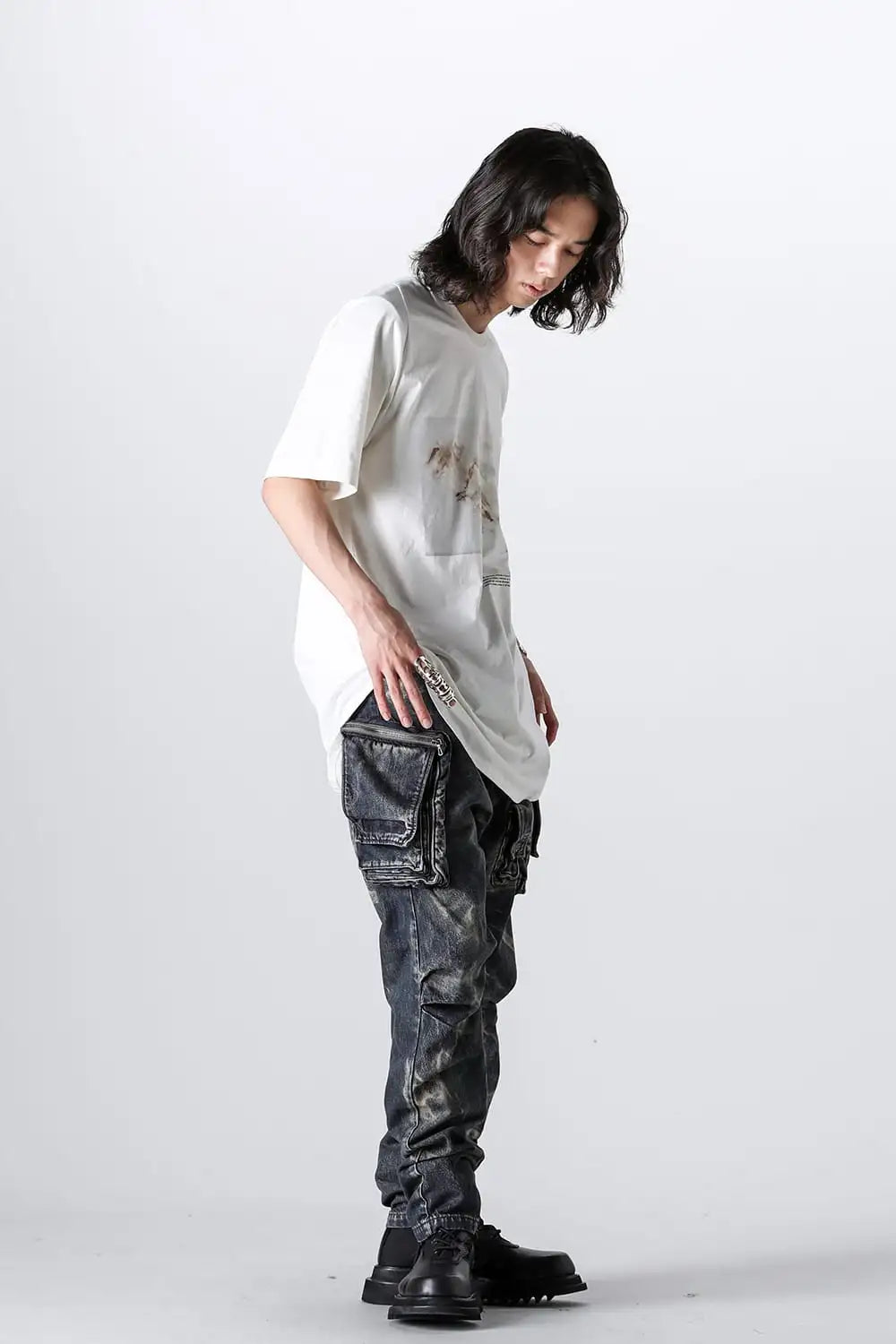 10oz Bleached Denim Wash Cargo Pants Indigo