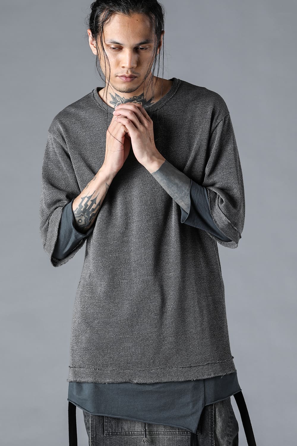 Washi x Rayon Knit Layered T-Shirt