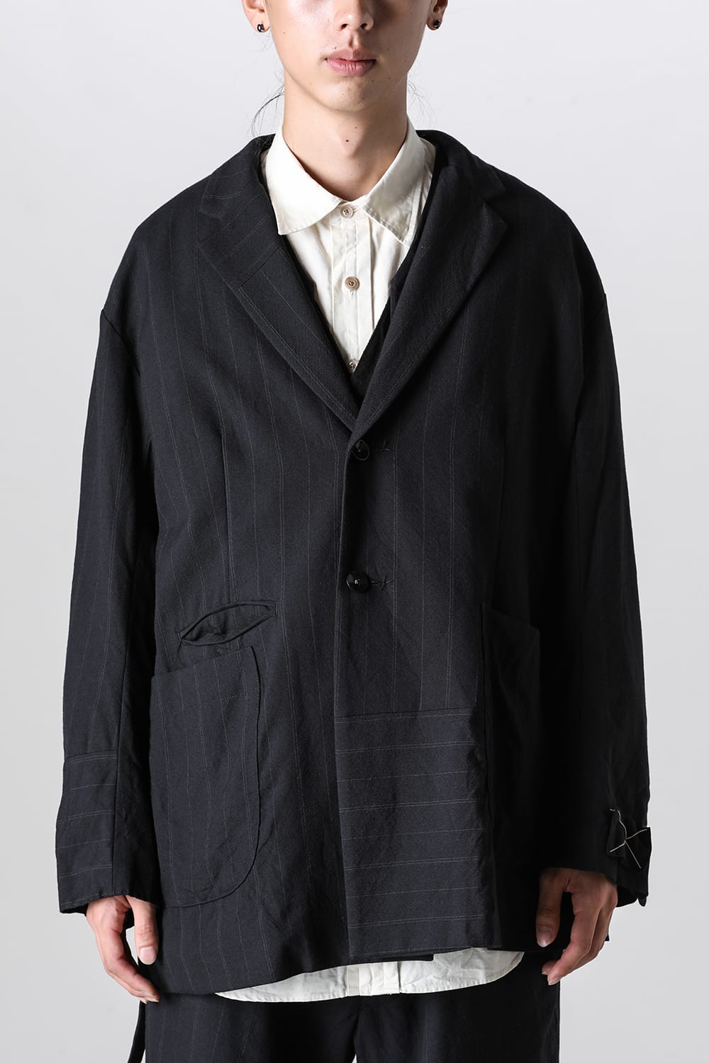 Patch Worked Relax Fit Blazer Stripe Serge Wool HERBIE